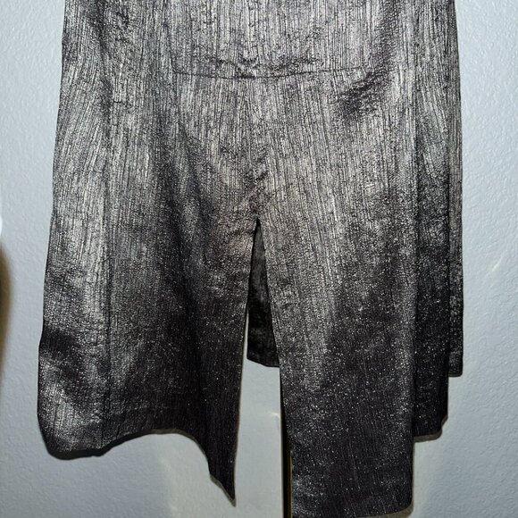 EILEEN FISHER SILK BLEND SHIMMERY BARK LOOK LONG LINE SIDE SLIT KIMONO JACKET -L - Picture 5 of 14